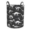Dinosaur Skeleton Bones Laundry Hamper with Durable Handle Waterproof Foldable Laundry Basket Circular Storage Bin Dirty Clothes Bag for Bathroom Bedroom College Dorm view 2