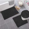 Ultimate Black Bathroom Comfort Bundle: Luxury Chenille Bath Mat Set + Plush Toilet Lid Cover for Cloud-Like Softness and Style view 1