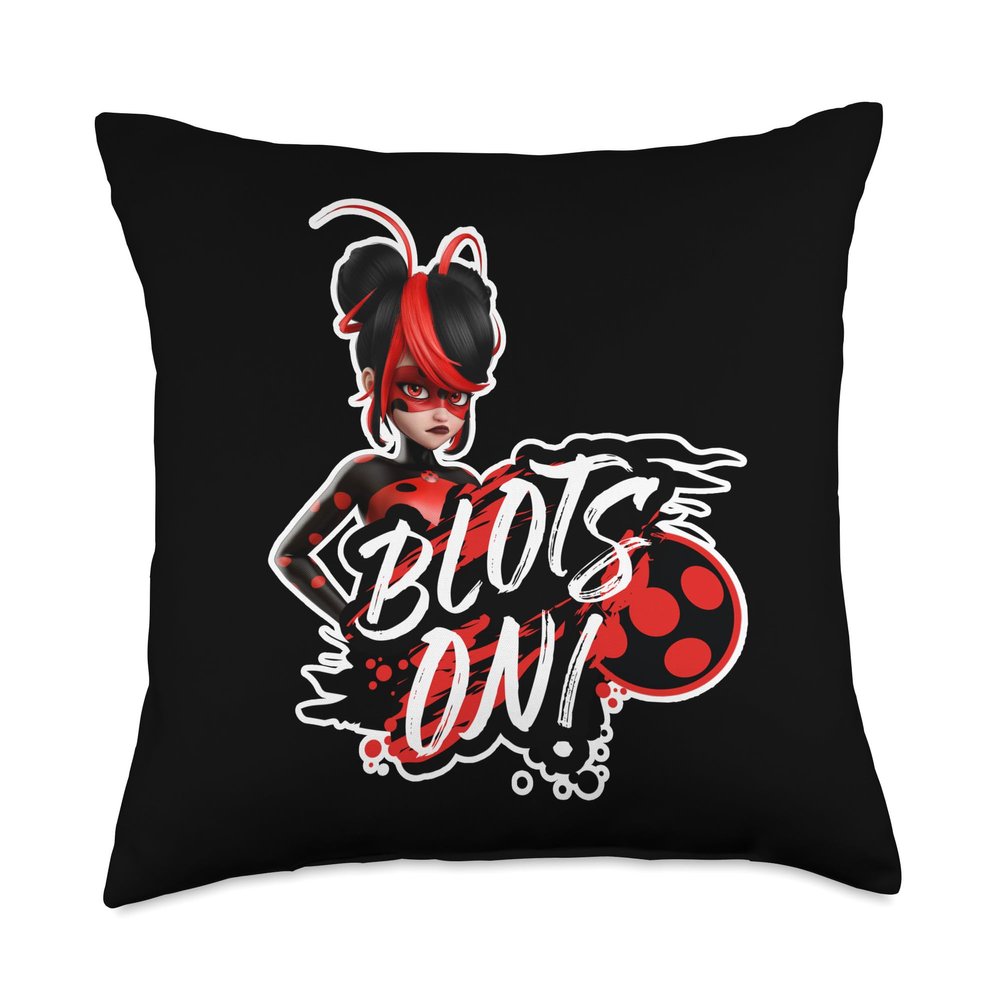 Miraculous Ladybug Shadybug and Claw Noir Blots On Throw Pillow