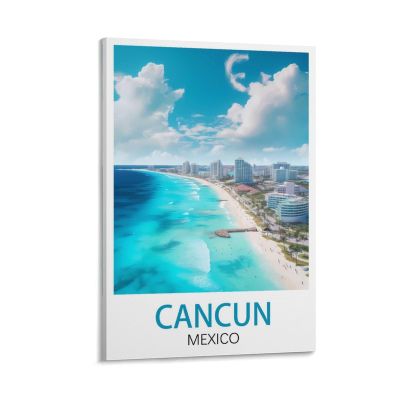 LuaNi Cancun Mexico Vintage Travel Poster 24x36inch(60x90cm) Canvas Art Poster And Wall Art Picture Print Modern Family Bedroom Decor Posters