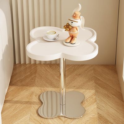Metal End Table, Coffee Table, Side Table for Small Spaces, Indoor Accent Table for Small Spaces Living Room Bedroom Patio (Color : White Paint Board)