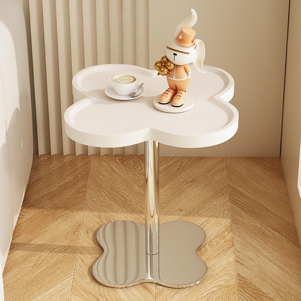 Metal End Table, Coffee Table, Side Table for Small Spaces, Indoor Accent Table for Small Spaces Living Room Bedroom Patio (Color : White Paint Board)