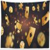 CORFOTO 140x117 Inch Casino Theme Tapestry Dropped Gold Poker Chips, Tokens, Dice, Playing Cards Black Boken Wall Hanging for Casino Gaming Party Decorations Living Room Dorm Decor view 1