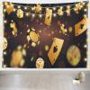 CORFOTO 140x117 Inch Casino Theme Tapestry Dropped Gold Poker Chips, Tokens, Dice, Playing Cards Black Boken Wall Hanging for Casino Gaming Party Decorations Living Room Dorm Decor view 2