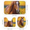 Horse Yellow Sunflower 4 Pcs Bathroom Shower Curtain Set,Bathroom Sets with Rugs (Bath Mat,U Shape and Toilet Lid Cover Mat), Bathroom Decor Set, Style view 3