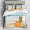 Boasorte Beach Shells Prints Duvet Cover Set | Summer Sea Style Sea Star Conch Design Bedding Set | with Soft Duvet Cover+2 Pillow Shams(3pcs) or Sheet (4pcs) (B,Queen-3PCS) view 1