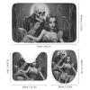 Motorcycle Biker Lovers Rose Skeleton 4 Pcs Bathroom Shower Curtain Set,Bathroom Sets with Rugs (Bath Mat,U Shape and Toilet Lid Cover Mat), Bathroom Decor Set view 3