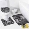 Motorcycle Biker Lovers Rose Skeleton 4 Pcs Bathroom Shower Curtain Set,Bathroom Sets with Rugs (Bath Mat,U Shape and Toilet Lid Cover Mat), Bathroom Decor Set view 4