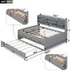 Merax Full Size Daybed, Wooden Captain Bed with Built-in Bookshelves, Full Daybed with 3 Storage Drawers and Trundle, Light Grey view 2