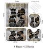 4Pcs Black Man Women Shower Curtain Set with Rugs Toilet Lid Cover Bath Mat, Valentine's Day Romantic Couples Bathroom Decor Sets with Shower Curtain and Hooks, Waterproof Fabric King Queen Sets view 4
