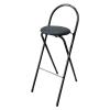 Folding Bar Stool with Back Rest (Black & White), 24"/60cm Kitchen Breakfast Round Padded High Chair, Cushioned Counter Barstool Chair with Footrest for Adults (Color : Black, Size : 60cm/24in) view 1