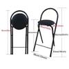Folding Bar Stool with Back Rest (Black & White), 24"/60cm Kitchen Breakfast Round Padded High Chair, Cushioned Counter Barstool Chair with Footrest for Adults (Color : Black, Size : 60cm/24in) view 3