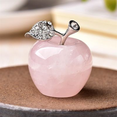 KatLin Natural Quartz Stone Apple Opal Reiki Office Bedroom Crafts Energy Stone Decorations Christmas DIY Gift Ornaments (Color : Rose Quartz)