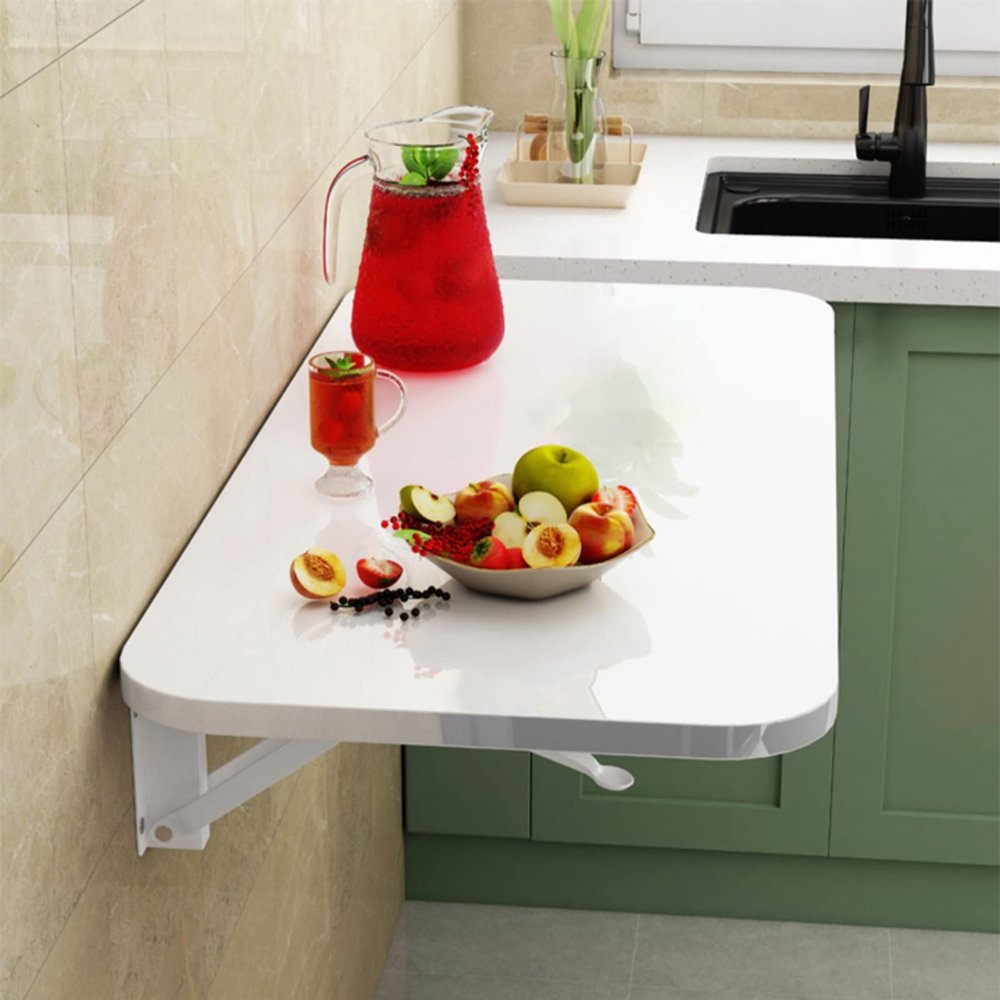 Drop-Leaf Table Wall Mounted Folding Desk, Folding Dining Table Wood Laundry Folding Table Floating Desk Fold Down Desk, Folding Hanging Table Computer Desk Wall Mount Desk For Home, Office, Bar ( Col