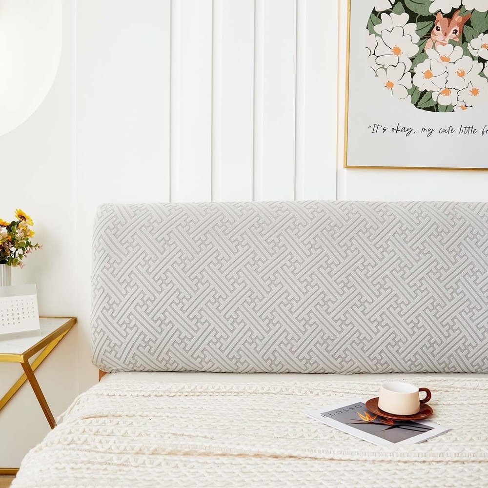 Bed Headboard Slipcover Universal Headboard Cover Double King Size Dustproof All-inclusive 180/150/200CM Elastic Velvet Modern Stretch Dustproof Bed Head Cover Slipcover Protector For Bedroom Decor (