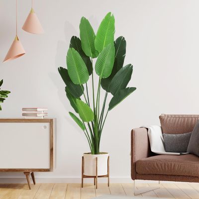 6Feet Artificial Bird of Paradise Plant, Fake Banana Leaf Plant for Indoors and Outdoors,Tropical Palm Tree with 13 Trunks in Pot, Perfect Faux Plant for Home Indoor Outdoor Office Modern Decor 1pc