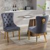 Homedraft Velvet Dining Chairs Set of 2, Nikki Collection Dining Room Chairs with Gold Stainless Steel Legs and Lion Head Pull Ring, Luxury Chair with Nailhead Trim and Button Tufted Back, Dark Gray view 2