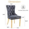 Homedraft Velvet Dining Chairs Set of 2, Nikki Collection Dining Room Chairs with Gold Stainless Steel Legs and Lion Head Pull Ring, Luxury Chair with Nailhead Trim and Button Tufted Back, Dark Gray view 3