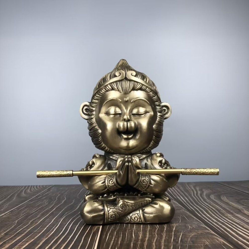 ZHONNA Statue of The Monkey King The Interior of The Room of The Chinese Mythological Journey to The West Character is Decorated with The Bronze Monkey King, 13*14*22.5cm3.2kg