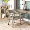 LEEMTORIG Large Dining Chairs with Casters and Arms, Rolling Dining Chairs with Wheels, Solid Wood Boss Caption's Chairs Office Desk Chairs, 26" D x25.2 W x 31.5" H, Soft Light Grey PU SY-1318-UA view 2