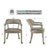 LEEMTORIG Large Dining Chairs with Casters and Arms, Rolling Dining Chairs with Wheels, Solid Wood Boss Caption's Chairs Office Desk Chairs, 26" D x25.2 W x 31.5" H, Soft Light Grey PU SY-1318-UA view 3