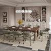 LEEMTORIG Large Dining Chairs with Casters and Arms, Rolling Dining Chairs with Wheels, Solid Wood Boss Caption's Chairs Office Desk Chairs, 26" D x25.2 W x 31.5" H, Soft Light Grey PU SY-1318-UA view 4