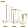 DYNAMI 12 Pcs Metal Flower Stand Column Vases Stand,Gold Wedding Centerpieces for Tables,Rectangular Frame Flower Rack Geometric Stand for Wedding Party Decoration,Pack of 12, 3 Sizes view 3