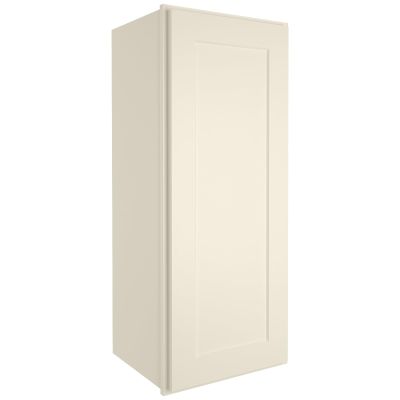 ROOMTEC Wood Wall Cabinet, RTA Single Door Medicine Cabinet with Adjustable Shelves and Soft-Close Door for Kitchen, Bathroom, and Laundry. 12" D*15" W*36" H, Shaker Antique White