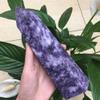 KatLin Natural Crystal Point Lapidolite Healing Obelisk Purple Quartz Tower Home Decor Ornament Reiki Energy Stone Pyramid Gift Ornaments (Size : 900-1000g) view 3