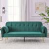Anwick 72.5" Convertible Futon Couch Bed,Velvet Sleeper Sofa with Storage Side Pockets and Golden Metal Legs for Living Room Bedroom Small Rooms,Pillows and Center Support Leg (Green-Round) view 1