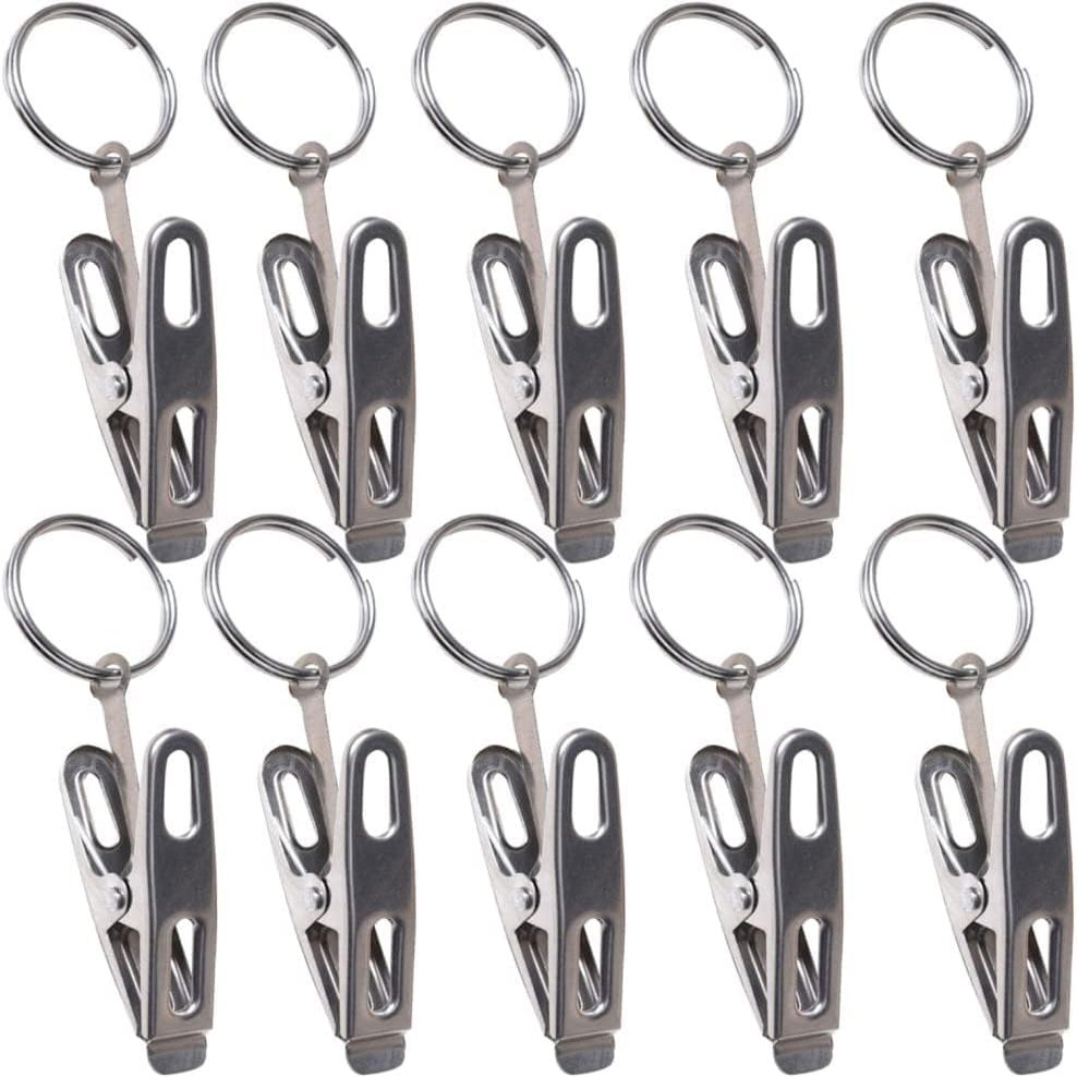 ANNURA Shower Curtain Hooks Rings, 20 PCS Rings Curtain Clips Strong Metal Decorative Drapery Window Curtain Ring with Clips Mordern Silver,B