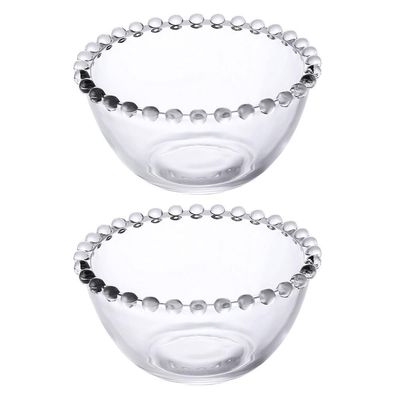 2pcs Bead Point Transparent Glass Microwave Safe Bowls Glass Fruit Bowl Dessert Chip s for Parties Trifle s Restaurant s Bird's