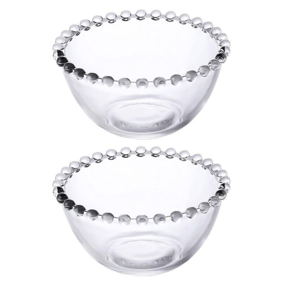 2pcs Bead Point Transparent Glass Microwave Safe Bowls Glass Fruit Bowl Dessert Chip s for Parties Trifle s Restaurant s Bird's