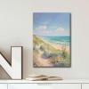Poster Decorative Canvas Painting Retro Beach Painting Pastel Coastal Wall Art Cute Aesthetic Room Decor Beach Landscape Artwork Kitchen and Dining Room Wall Decoration 12x18inch wood Frame view 2