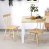 Giantex Set of 2 Windsor Chairs, Rubber Wood Dining Chairs with Spindle Back, Wide Seats, Anti-Slip Foot Pads, Max Load 330 Lbs, Armless Wood Dining Side Chairs for Dining Room, Kitchen, Natural view 4