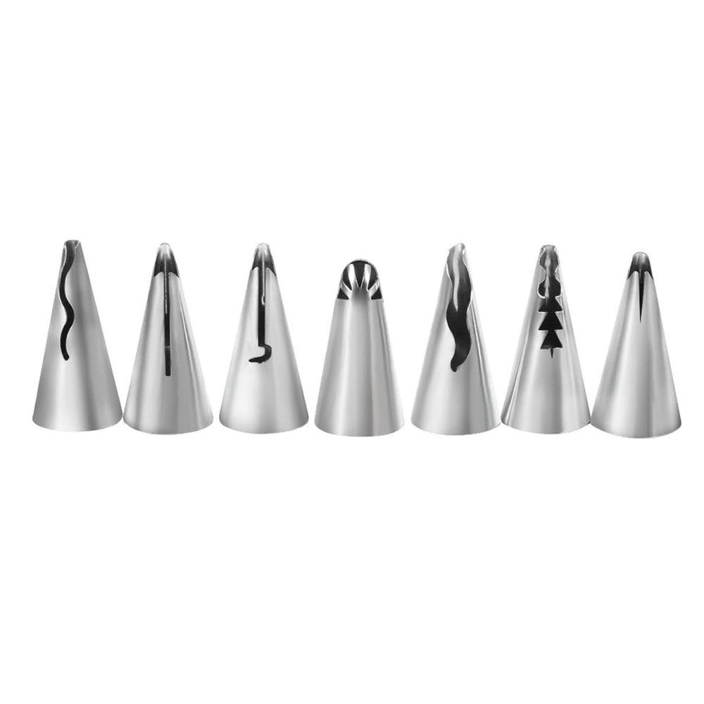7pcs Cake Piping Nozzles Stainless Steel Piping Tips DIY Pastry Fondant Cake Icing Nozzles Decorating Tool