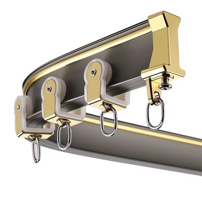 Shower Curtain Track Living Room Flexible Wall Mount Curtain Rail Track and Fittings for Bay Window/Office/RV/Home, Bendable Curtain Rod Sliding Curtain Tracks System ( Color : Champagne , Size : 30ft