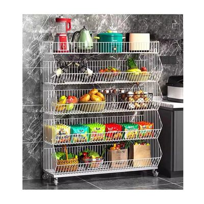 GRRICEPL Supermarket Shelf, Snack Supermarket Display Shelf with Wheel, Multi-Layer Push-Pull Organizer Cart, for Fruit Vegetable Produce Snack Toy (Color : Black, Size : 120x45x140cm)