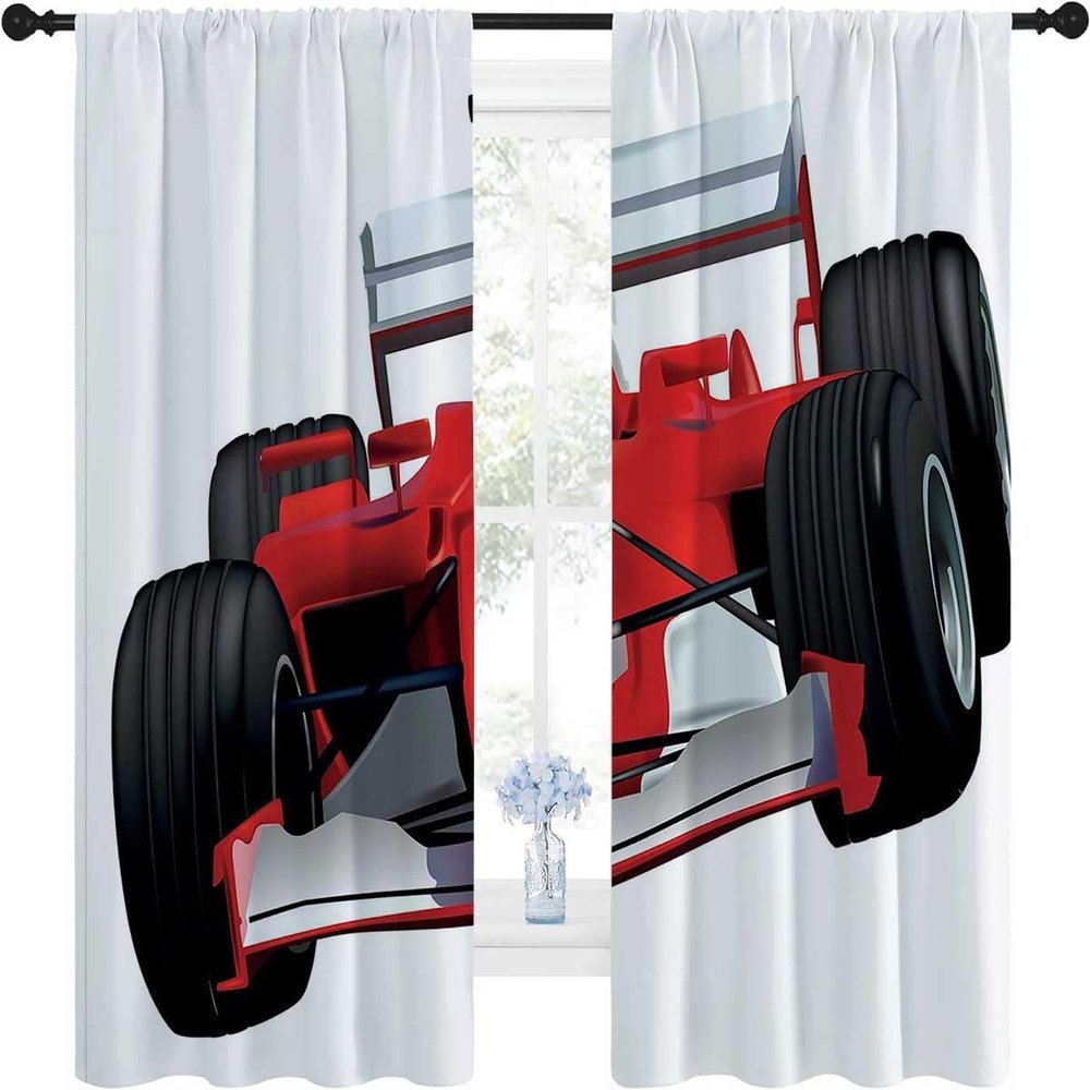 WHYATT Cars Black Out Curtians Blackout Divider Curtain for Room Separation 55inch Width by 45inch Length