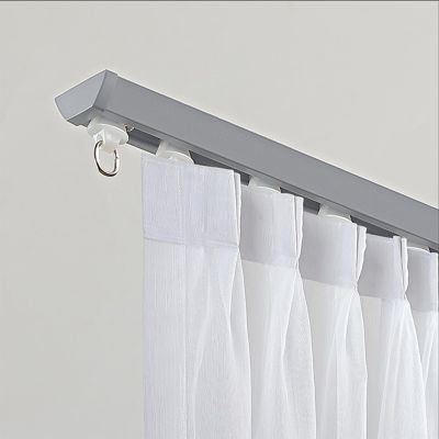 ACHZYFT Ultra-Thin Ceiling Curtain Track, Aluminum Curtain Track System, V-Shaped Design, Silent Nano Wheel, Corner Connector, Complete Accessories(Size:1M,Color:Gray)