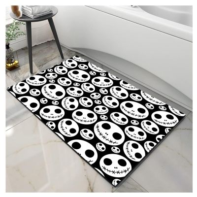 Diatomaceous Earth Bath Mat, Soft Diatomite Stone Bath Mat Large Non-Slip Super Absorbent Fast Drying Long Shower Mat Thin Washable Bathroom Rugs Floor Mat 2x4ft/24x48in/60x120cm (Funny Emo Skull)