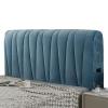 Baby Velvet Headboard Covers for King Size Double Bed Headboard Cover Stretch Thickened Quilting Headboard Slipcover Leather Wood Upholstered Bed Backrest Dustproof Protector Cover(120cm,Blue) view 1