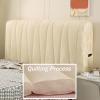 Baby Velvet Headboard Covers for King Size Double Bed Headboard Cover Stretch Thickened Quilting Headboard Slipcover Leather Wood Upholstered Bed Backrest Dustproof Protector Cover(120cm,Blue) view 4