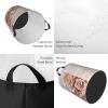 Blush Pink Rose Gold print Laundry Basket Waterproof Laundry Hamper with Handle Collapsible Organizer Basket Circular portable Storage Bin for Kitchen Living Room Bathroom Closet Car view 4