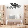 Metal Birds Wall Art-Minimalist Birds Wall Decor, Birds on Branch Metal Wall Decor, Metal Wall Art Birds, Birds Wall Art, Metal Sign Birds, Wall Art for Living Room, Housewarming Gift (25"x 9"| 64x25cm, Sliver) view 3
