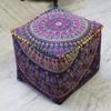 Alia Enterprises Indian Handmade Mandala | Square Ottoman Pouf Cover | Footstool Seating (Floral Mandala, 18x18x18) view 1
