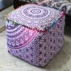 Alia Enterprises Indian Handmade Mandala | Square Ottoman Pouf Cover | Footstool Seating (Pink Ombre Mandala, 18x18x14) view 2