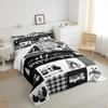 Camper Adventure Comforter Set Twin Size,Happy Camping Plaid RV Inside Decor Bedding Set for Kids Boys Men,Arrow Hunt Cabin Rustic Farm Check Quilted Duvet Set with 1 Pillowcase view 2
