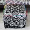 Alia Enterprises Indian Handmade Mandala | Square Ottoman Pouf Cover | Footstool Seating (Black Silver Mandala, 22x22x22) view 1