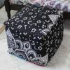 Alia Enterprises Indian Handmade Mandala | Square Ottoman Pouf Cover | Footstool Seating (Black Silver Mandala, 22x22x22) view 3